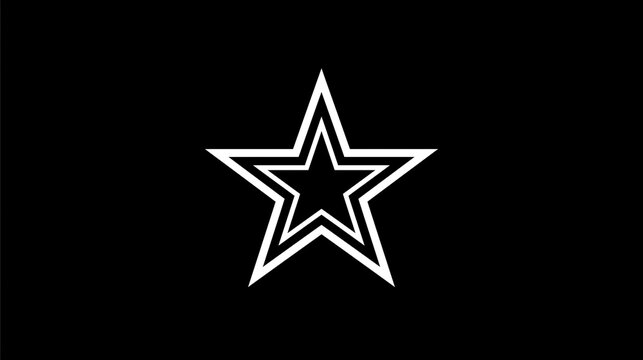 Minimalist White Pentagram Star Line Art Geometric Mystical Symbol Isolated on Black Background
