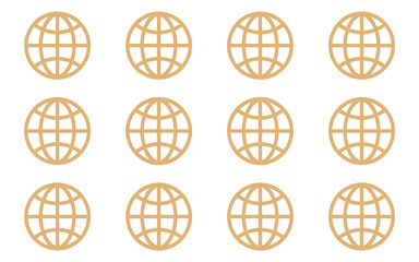 Obraz premium Global network of interconnected earth globes world map icons. Vector Illustration