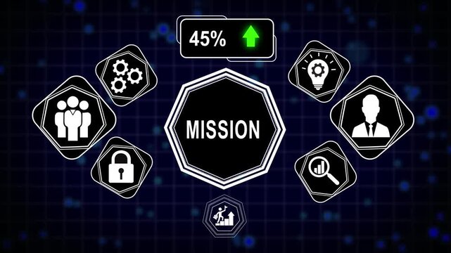 Corporate mission statement infographic with progress loading bar and business for strategic planning, growth, and digital marketing presentations