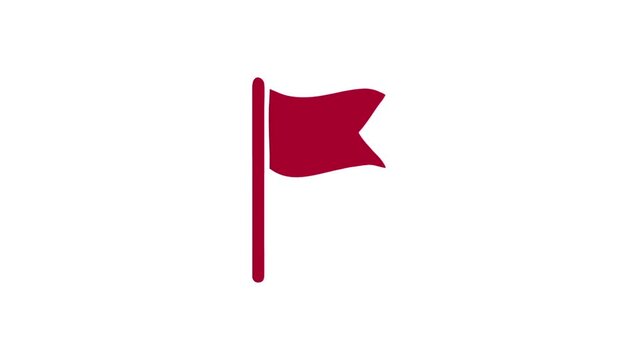 Simple red flag on a pole against white background.