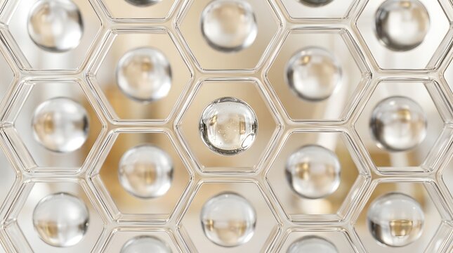 Clear Bubbles in Hexagonal Grid Abstract Science Background