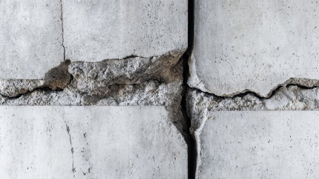 Cracked Concrete Wall with Texture and Detail, Industrial Setting, Background for Design or Construction Project
