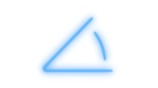 Glowing neon geometric angle icon isolated on transparent background. Mathematics symbol. Geometry sign. Acute angle indicator. Trigonometry