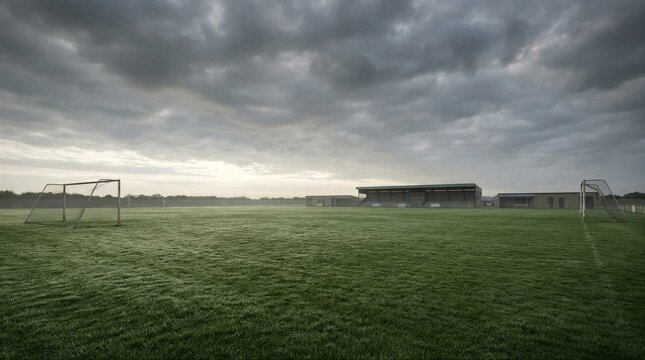 Outdoor Soccer Field soccer field goalpost overcast sky calm solitude