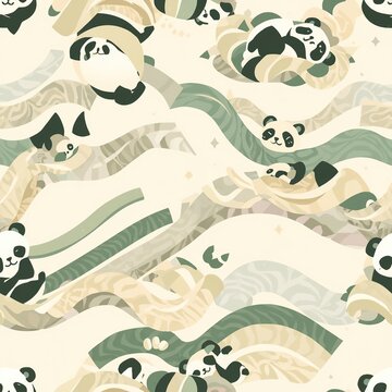 Abstract seamless pattern panda illustration background