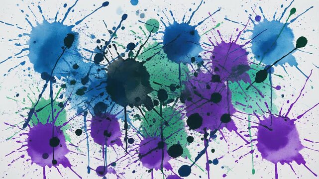 abstract ink explosion growth in colorful watercolor splashes