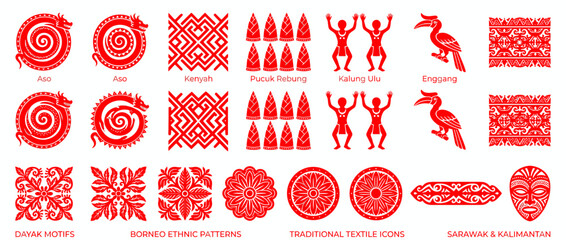 Red Ethnic Cultural Patterns and Symbols Collection © ladawe