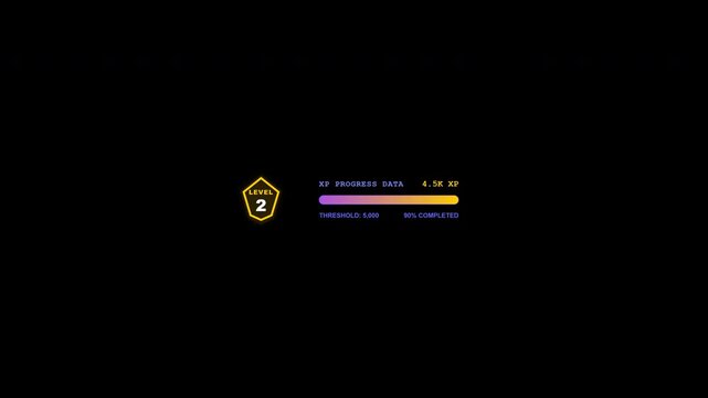 Gaming UI with XP progress bar and level indicator 4k