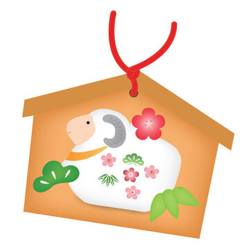 動物の絵が描かれた伝統的な木製の絵馬