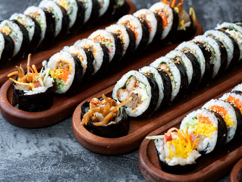 Gimbap, Korean rice roll dish, kimbap  