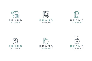 Letter b and paper logo icon vector set with line style © cahyo