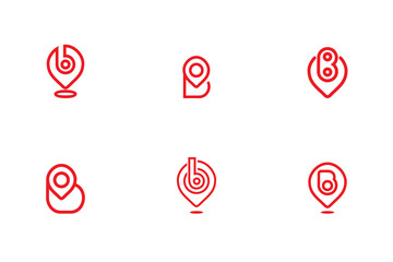 Letter b and pin point marker logo icon vector collection © cahyo