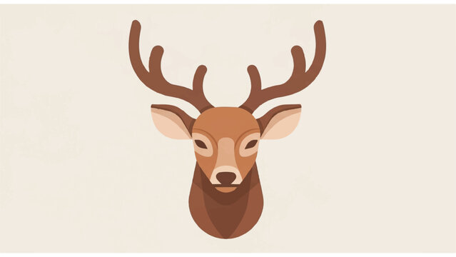 Deer Head with Antlers Illustration.