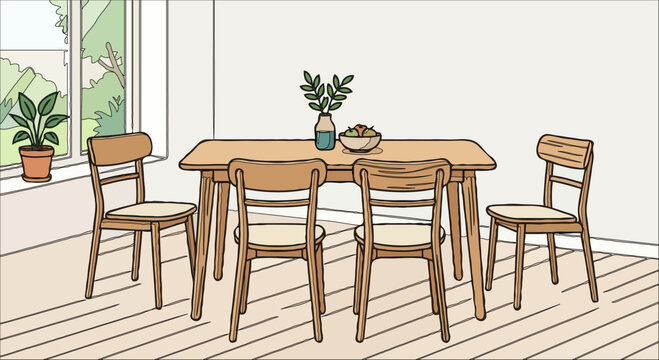 table and chairs in a cafe