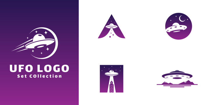 UFO Alien Spacecraft Logo Design Set Collection
