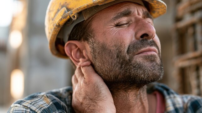 Construction worker with neck pain