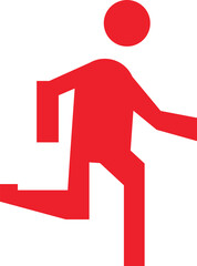 Red running man emergency exit icon isolated on white background.