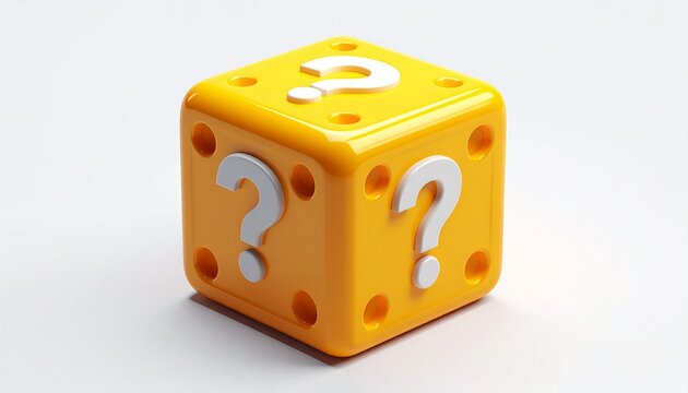 Premium 3D Mystery Question Cube Icon Isolated on White Background