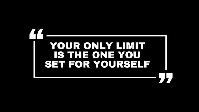 Motivational quote text animation with golden light flares featuring inspirational text about personal limits against a dark elegant background