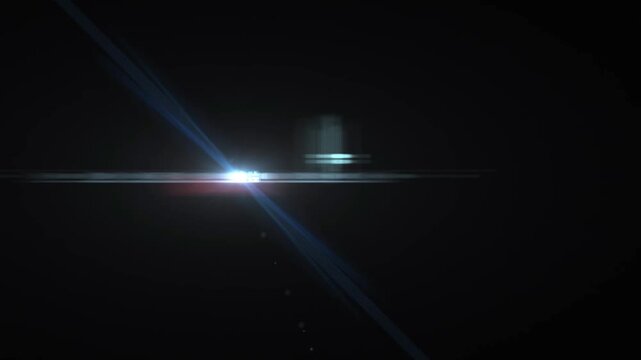 Digital lens flare and light leak overlay animation with quote text box with video black background illuminated moving horizontal diagonal blue lens flares light leaks