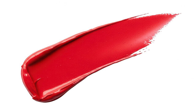 Single vivid red lipstick smear or makeup swatch with lipstick