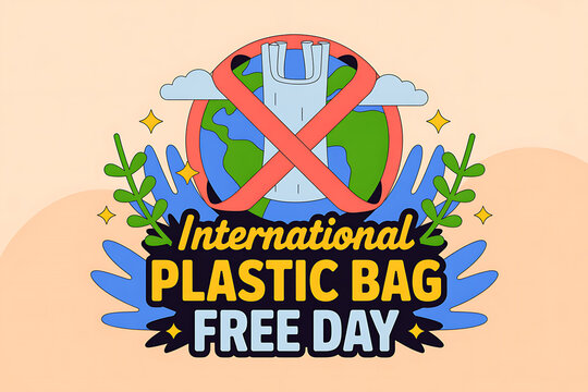 Global environmental protection concept for international plastic bag free day awareness campaign