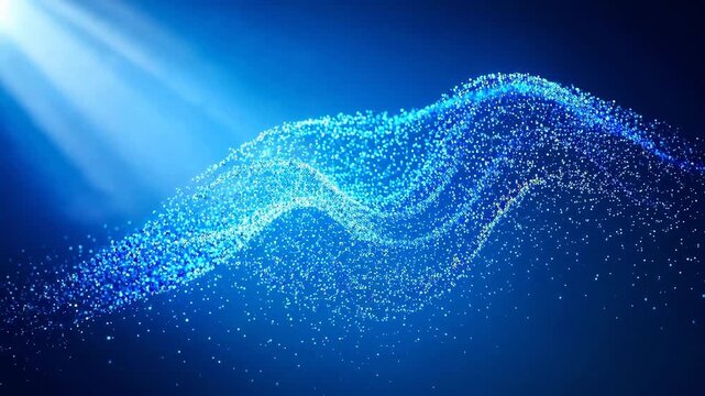 Blue Particle Wave Flow - Abstract Digital Motion Background