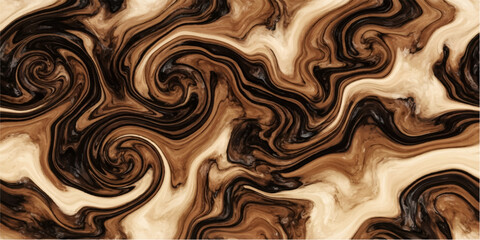 A captivating abstract swirl of rich brown and creamy beige liquid paints an mesmerizing organic pattern, creating a visually striking artistic background. © DreamPixel Art