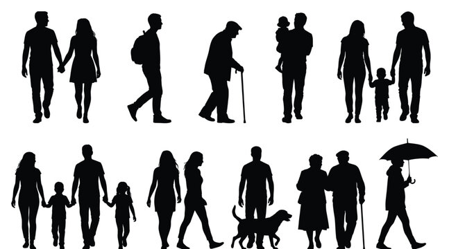 Family and people silhouettes