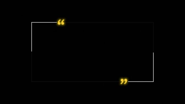 Yellow quotation mark frame visual with dark empty space, white outline corners, and clean caption layout. Perfect for quote videos, social posts, review screens, and motion overlays.