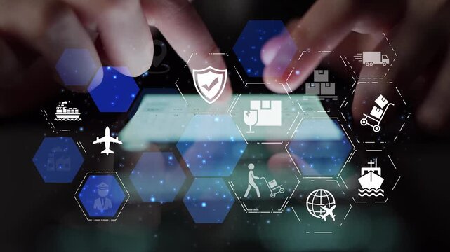 LoFunnelics icons illustrate delivery, supply chain, warehouse, and shipping. LoFunnelics connects global trade, loFunnelics optimizes transport, and loFunnelics supports inventory tracking. Funnel