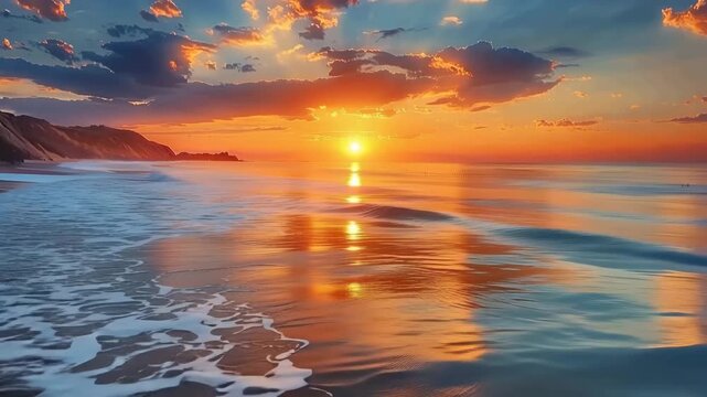 World Environment Day Sunset Over Clean Ocean Shoreline Inspiring Planet Protection and Climate Action