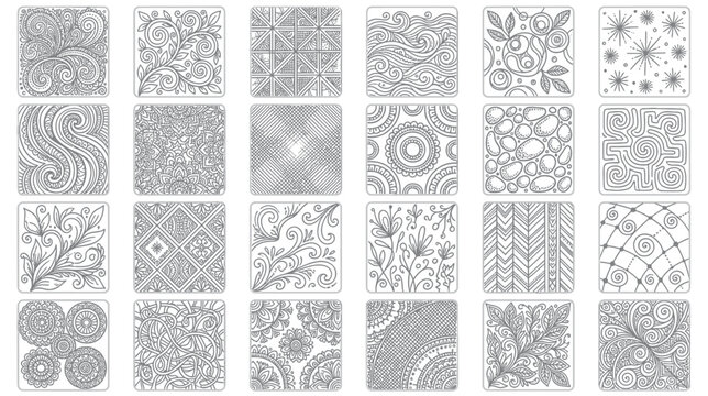 Collection of Hand-Drawn Zentangle Patterns