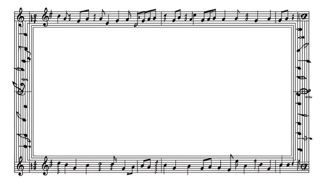 Black Music Notes and Staff Rectangular Border Frame