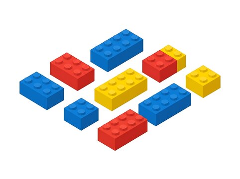 Lego brick vector set of individual plastic toy blocks