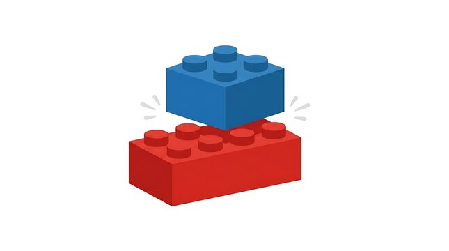 Lego brick vector two blocks connecting in isometric view