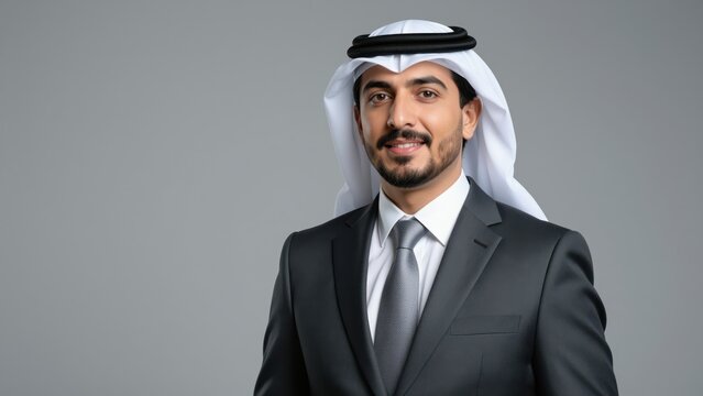 Portrait of a distinguished Middle Eastern businessman in traditional attire and suit