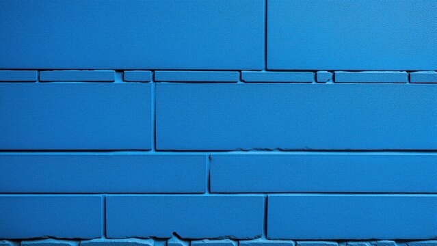 Abstract Blue Bricks Pattern: A close-up view of a textured blue brick wall, showcasing the rough, uneven surfaces and mortar lines in a minimalist, abstract composition.