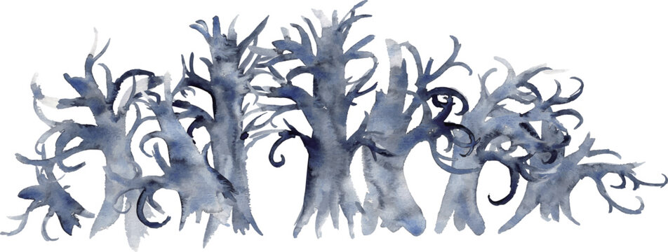 水彩ハロウィン装飾素材セット　Watercolor Halloween Decorative Elements Set