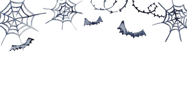 水彩ハロウィン装飾素材セット　Watercolor Halloween Decorative Elements Set