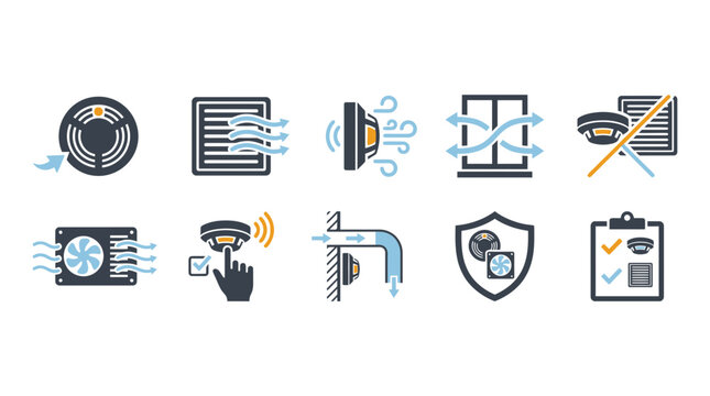 Ventilation system icons for back-to-school operations