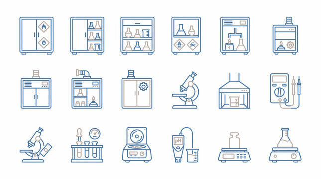 Science Lab Equipment Icons for Back-to-School Operations