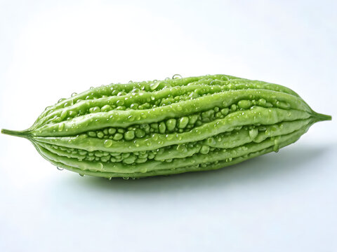 Fresh Green Bitter Gourd with Water Drops