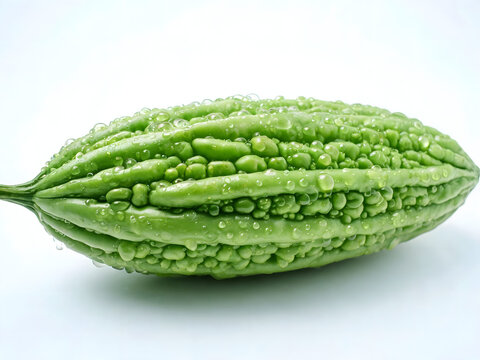 Fresh Green Bitter Gourd with Water Drops