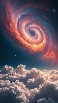 Cosmic landscape features swirling clouds of gas and dust, gas, starfield