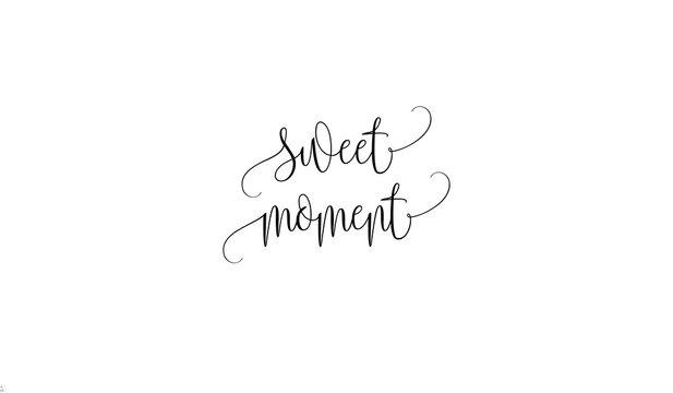 Elegant calligraphy script text reading sweet moment with calligraphy, lettering