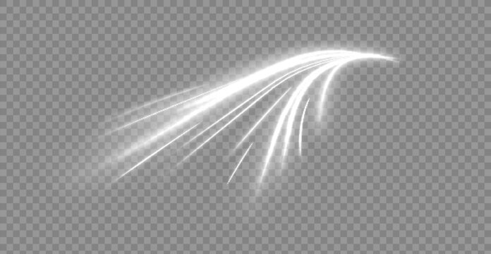 White neon wave road speed motion light streak glowing trail beam laser curve fast expressway highway night car blur.