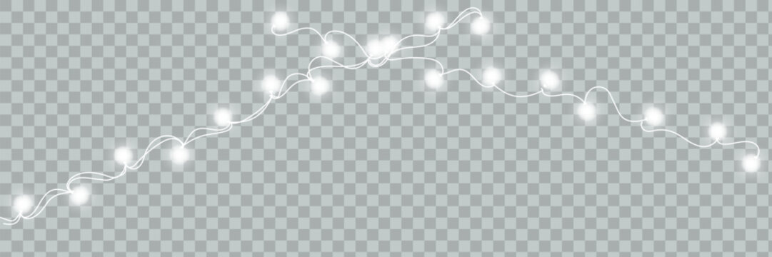 Festive Warm String Lights PNG Transparent Christmas Decoration Background Overlay.