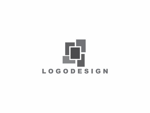 Minimalist Grey Geometric Logo Design with "LOGODESIGN" Text for Corporate Branding