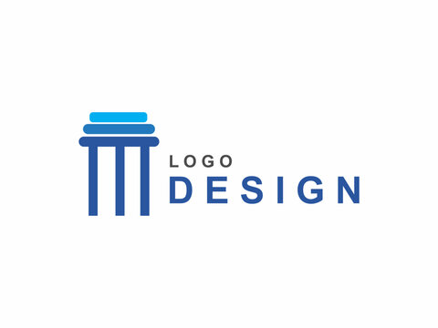 Modern Blue Gradient Pillar Logo with "LOGODESIGN" Text for Financial or Legal Firm
